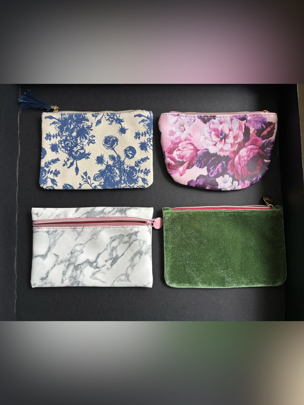 Set of 4 Ipsy zipper pouch bags